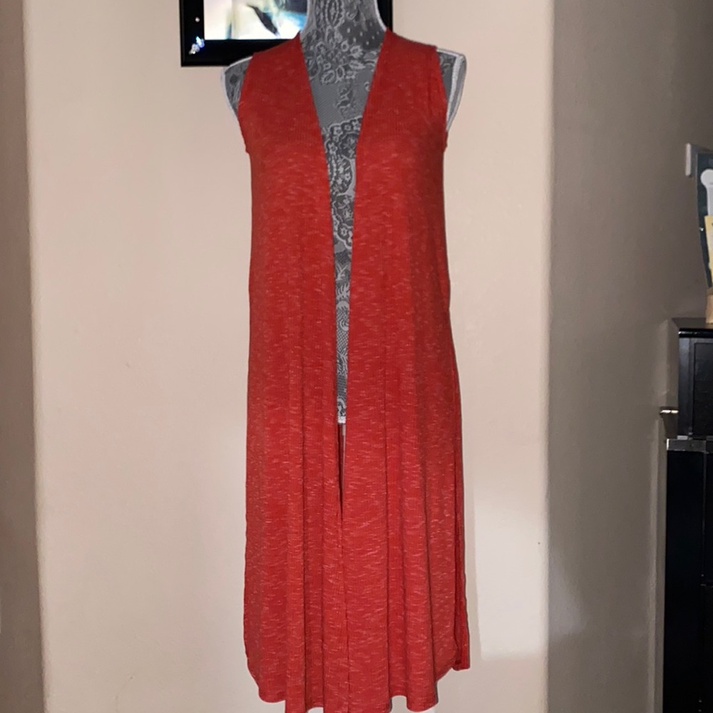LuLaRoe orange red slit sided cardigan size xs